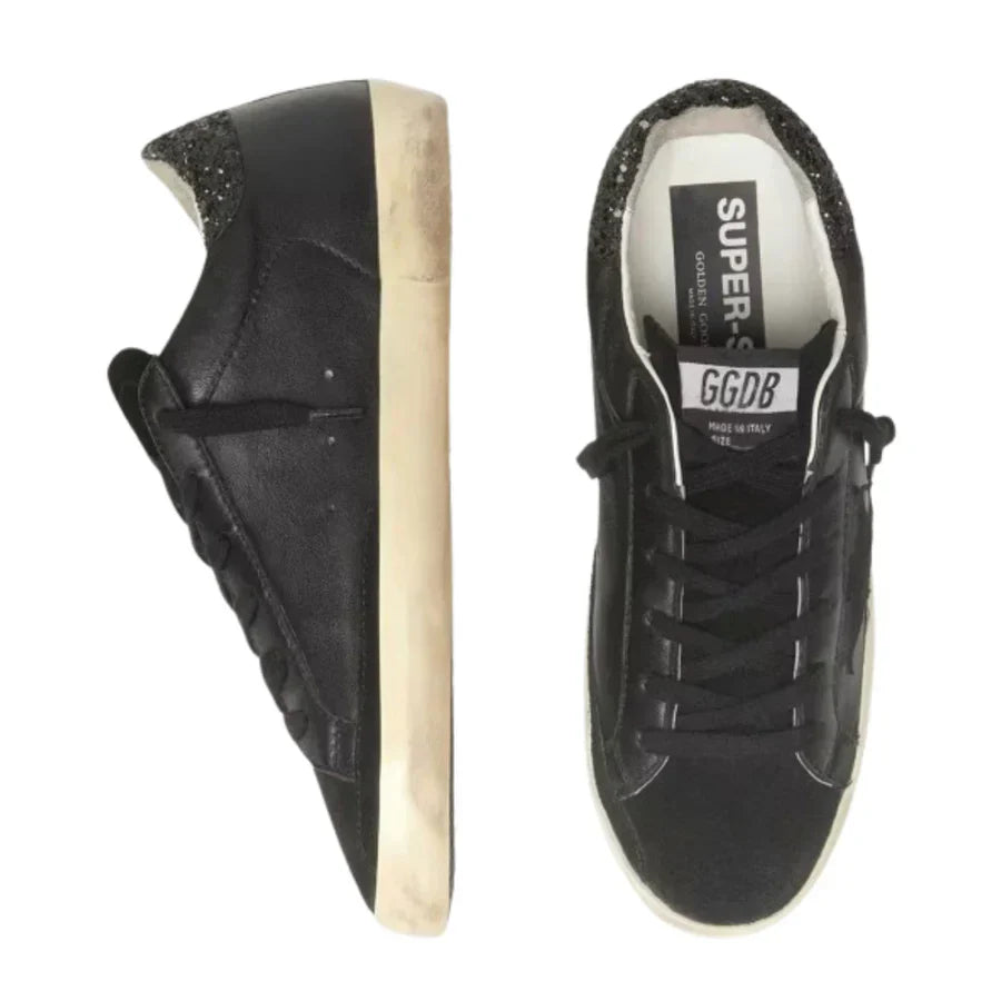 Golden Goose Superstar – Black Glitter Heel