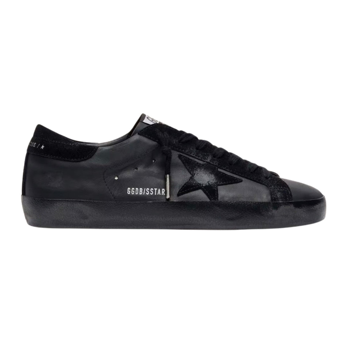 Golden Goose Super-Star in black nappa with black suede star and heel tab