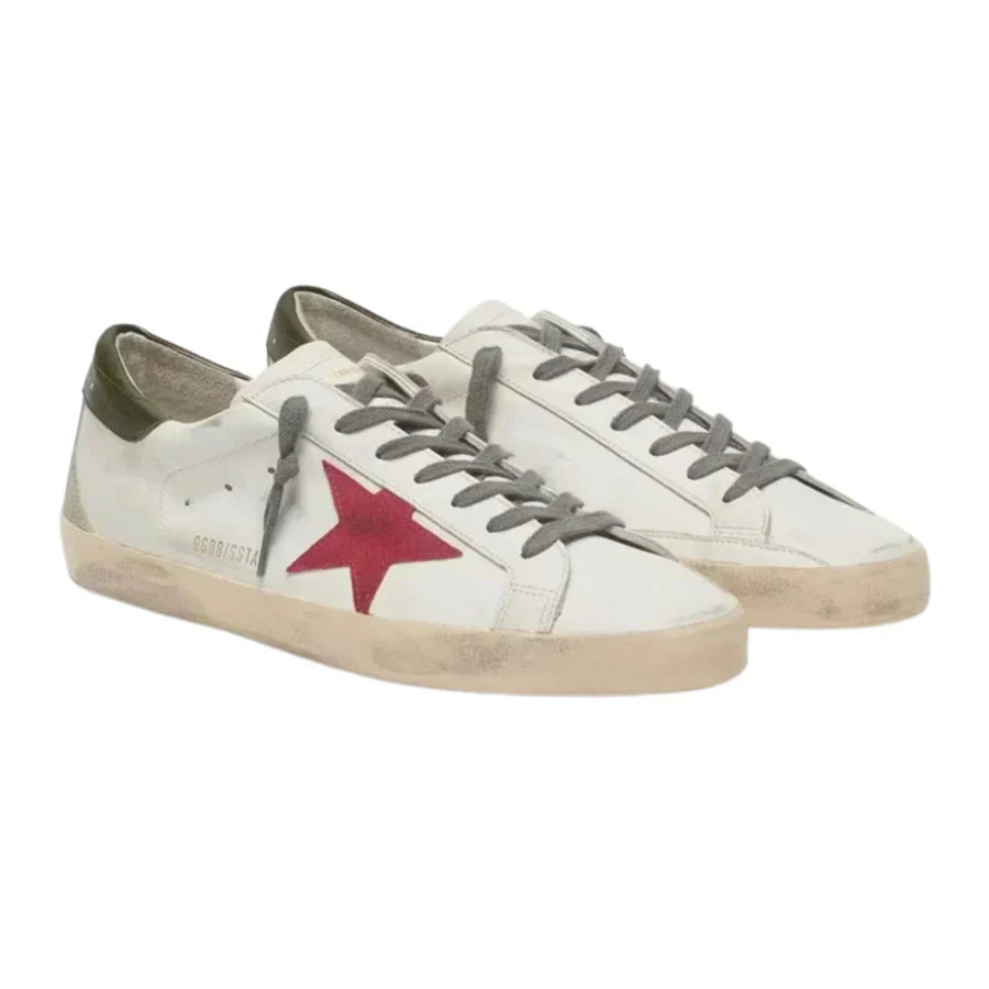 Golden Goose Men's Super-Star with red suede star and green leather heel tab