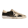 Golden Goose Super-Star in black glitter with cream star and suede inserts